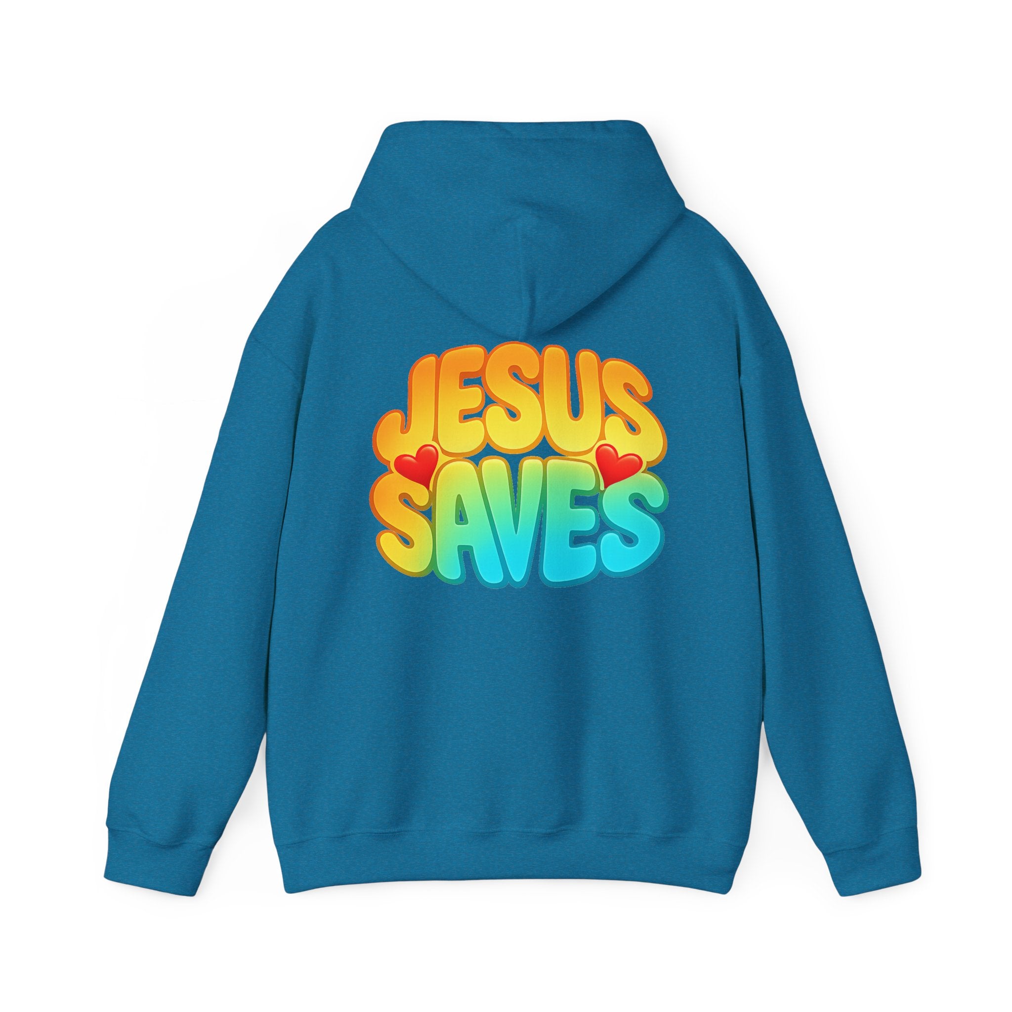 Jesus Saves Hoodie – Colorful Retro Christian Graphic Sweatshirt