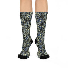 Paisley Patterned Crew Socks - Cushioned DTG Print - Comfortable & Stylish Socks for Women and Men