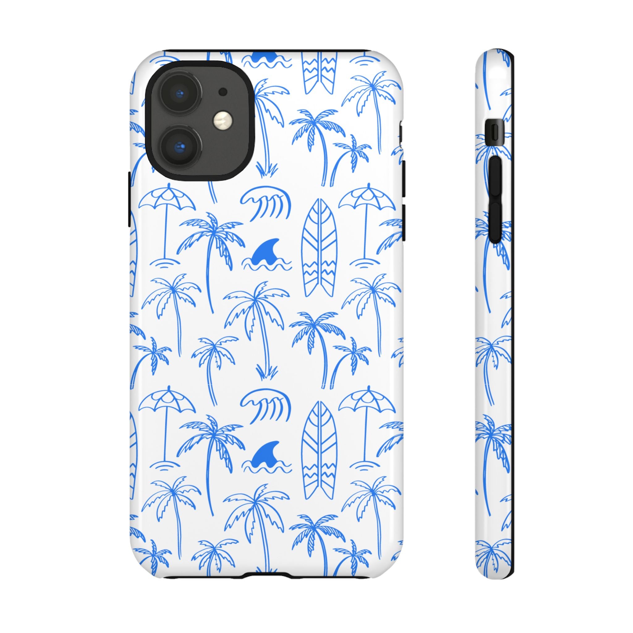 Tropical Beach Phone Case for iPhone, Samsung Galaxy, Google Pixel Palm Trees and Surfboards Design, Coastal Style, Durable Protection
