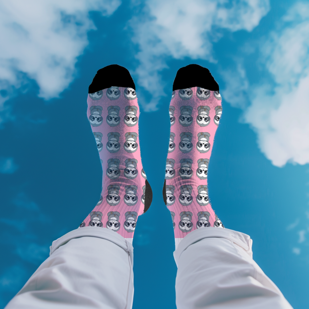 Adorable Sloth Crew Socks - Cute Pink Sloth Design, Cozy and Fun Socks