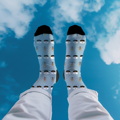 In the Navy Cushioned Crew Socks - Nautical Captain's Hat & Anchor Design, Comfortable Crew Socks
