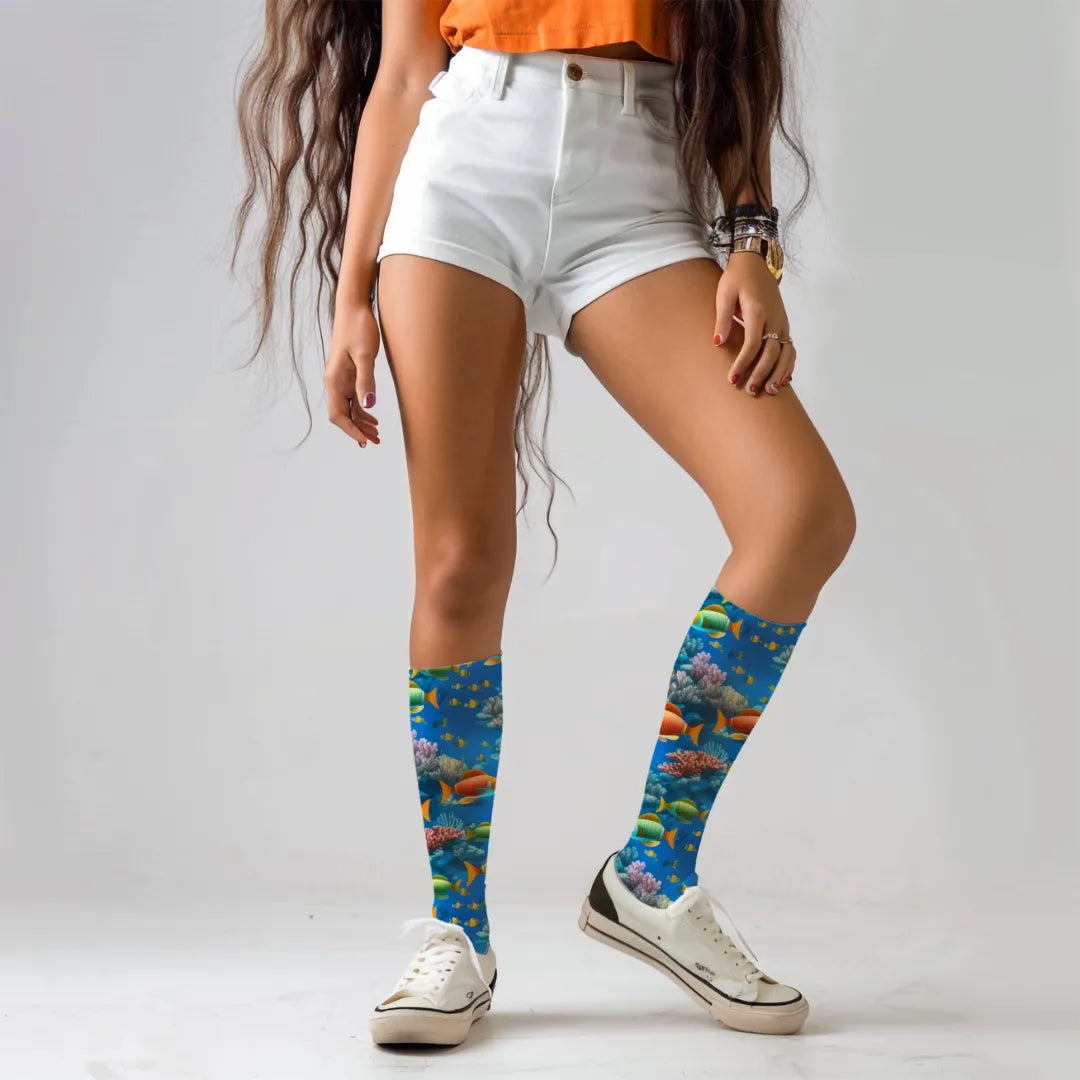 Ocean Life Socks - Vibrant Seascape Print