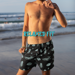 Mens Swim Shorts Mandala Sea Animal Beach Shorts for Him Coastal Gift for Men Summer Swim Trunks Black Ocean Shorts Vacation Ready