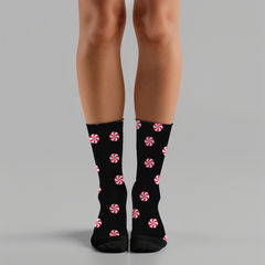Peppermint Candy Cushioned Crew Socks, Christmas Gift, Holiday Stocking Stuffer, Festive Winter Apparel, Unisex Footwear