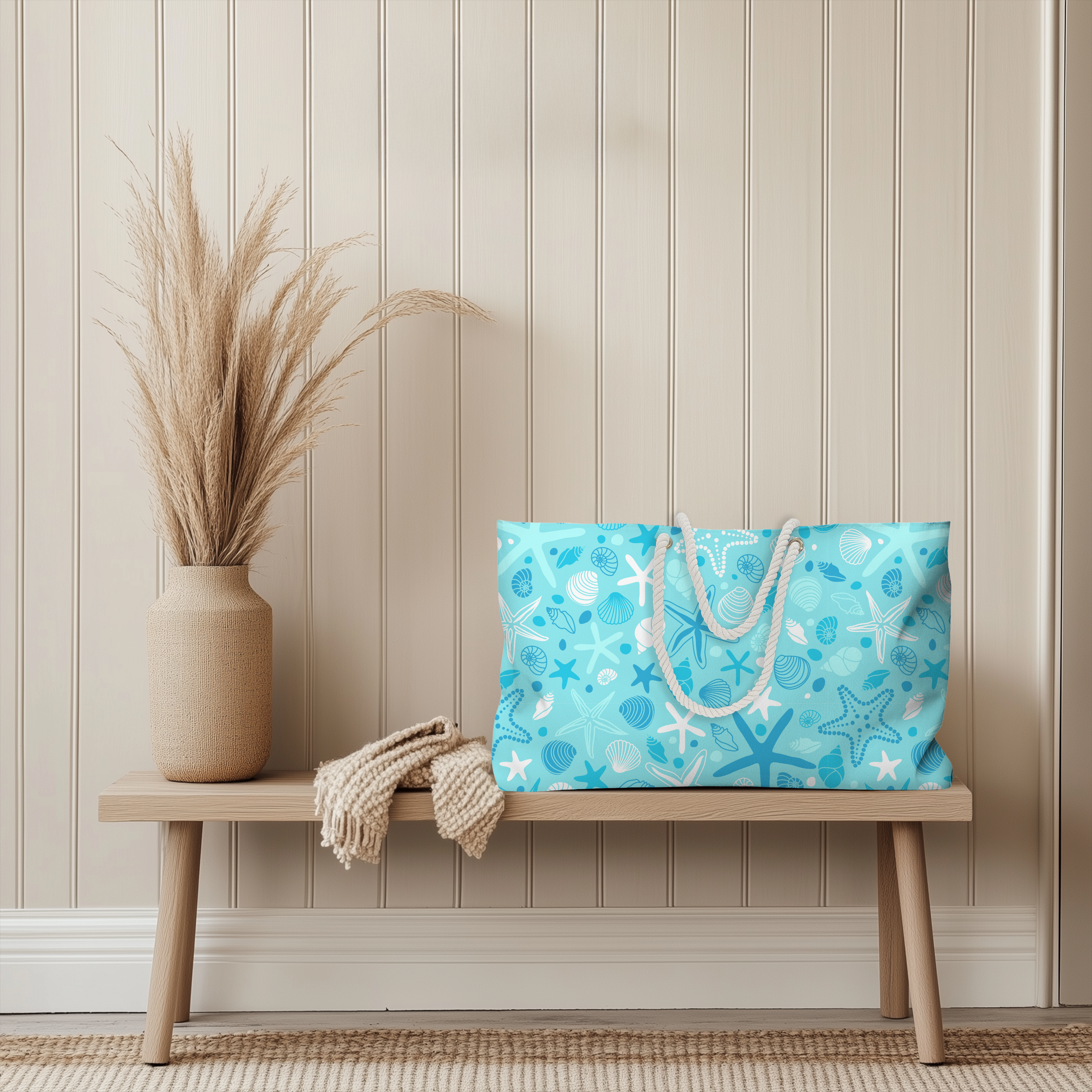 Turquoise Seashell Weekender Bag