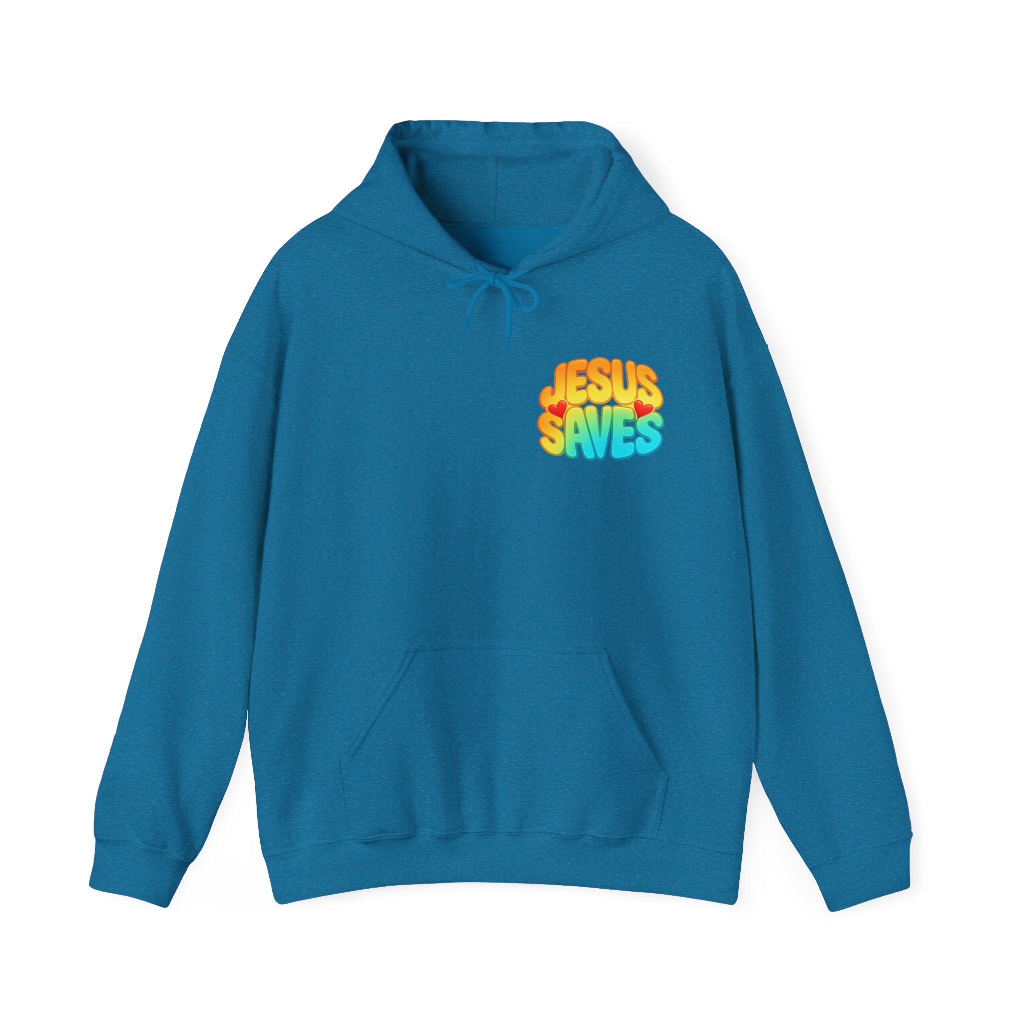 Jesus Saves Hoodie – Colorful Retro Christian Graphic Sweatshirt