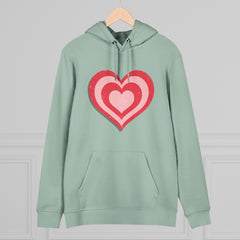 Retro Heart Hoodie in Pink and Red Unisex Cruiser Hoodie