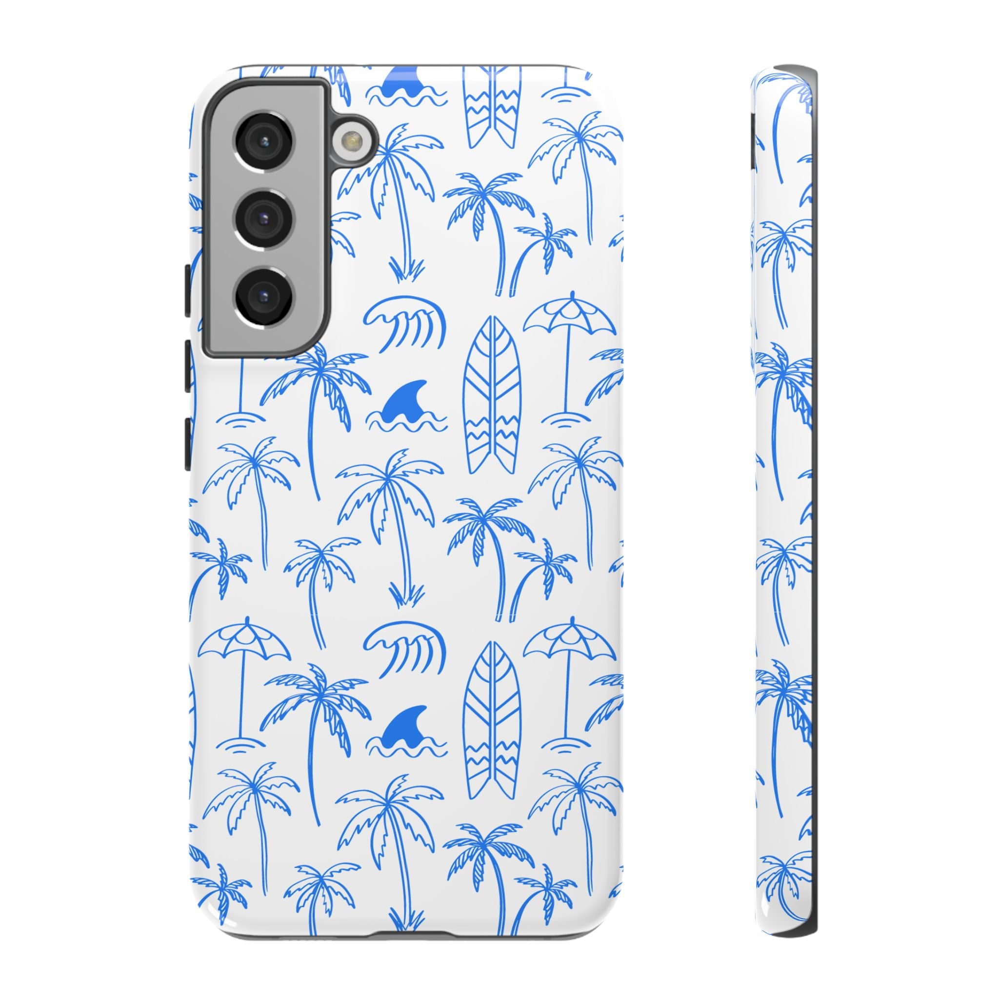 Tropical Beach Phone Case for iPhone, Samsung Galaxy, Google Pixel Palm Trees and Surfboards Design, Coastal Style, Durable Protection