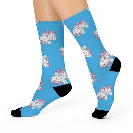 Old School Roller Skate Print Cushioned Crew Socks