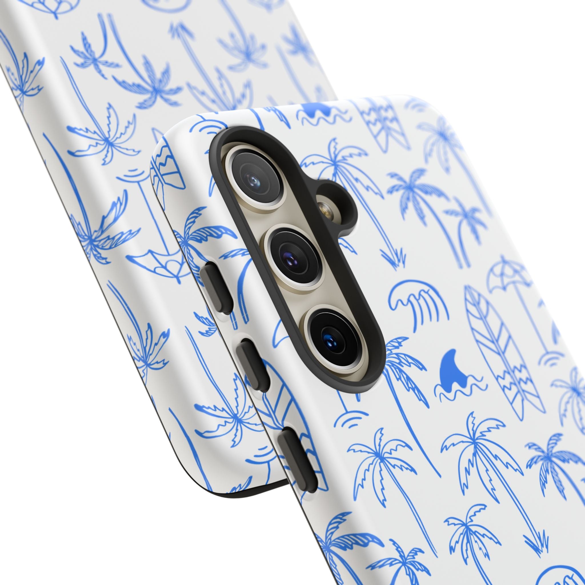 Tropical Beach Phone Case for iPhone, Samsung Galaxy, Google Pixel Palm Trees and Surfboards Design, Coastal Style, Durable Protection