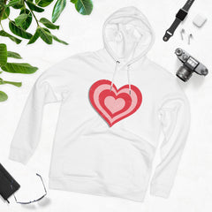 Retro Heart Hoodie in Pink and Red Unisex Cruiser Hoodie