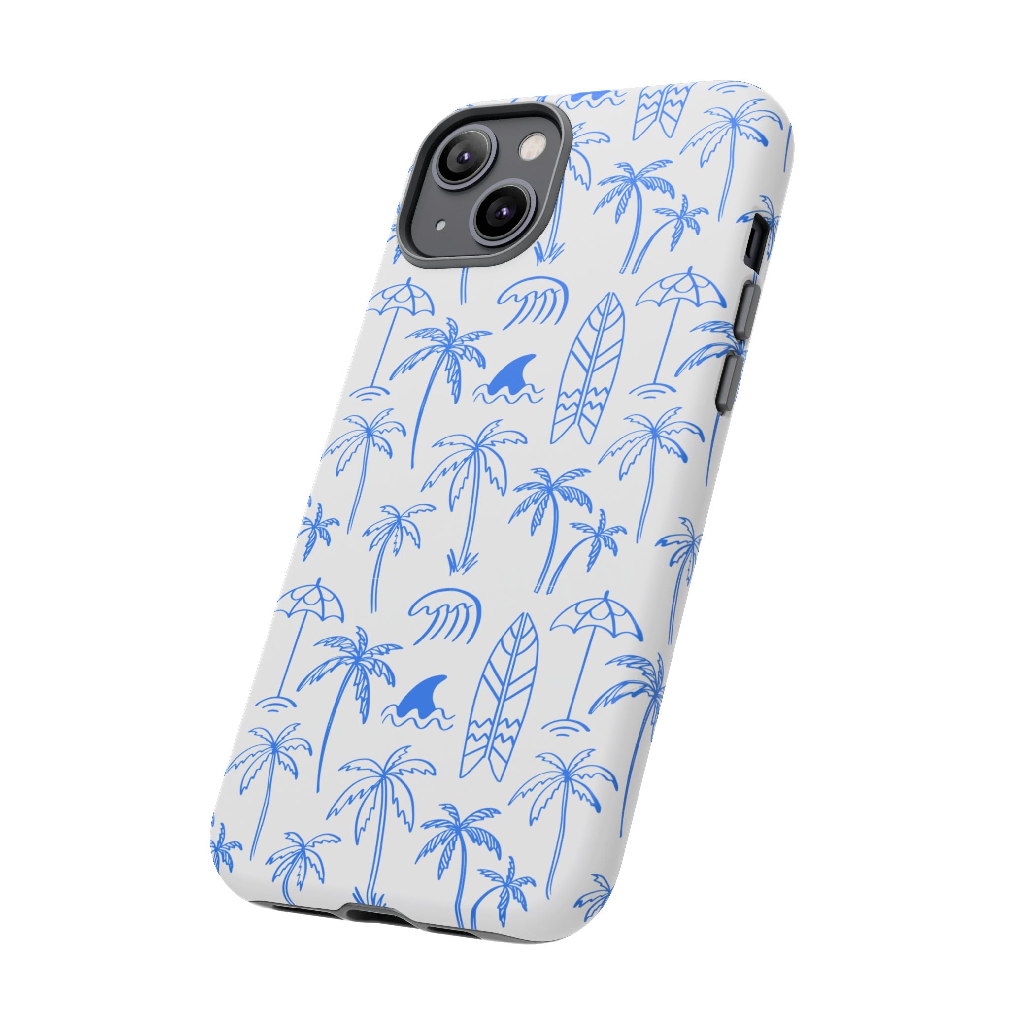 Tropical Beach Phone Case for iPhone, Samsung Galaxy, Google Pixel Palm Trees and Surfboards Design, Coastal Style, Durable Protection
