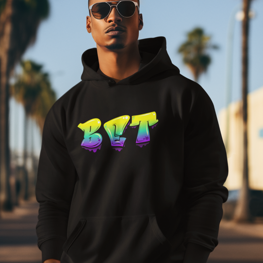 BET Graffiti Logo Hoodie – Unisex Heavy Blend Black Pullover