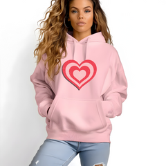 Retro Heart Hoodie in Pink and Red Unisex Heavy Blend™ Hooded Sweatshirt