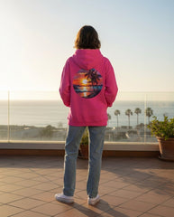 Sunset Circle Hoodie — Palm & Sunset Circular Back‑Print Unisex Sweatshirt