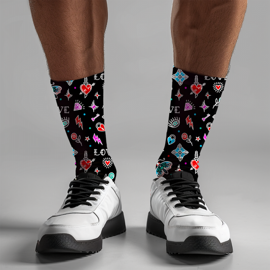 Tattoo Print Cushioned Crew Socks