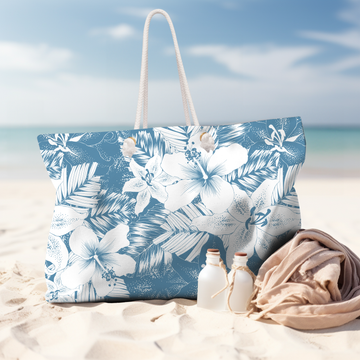 Blue Tropical Floral Weekender Bag