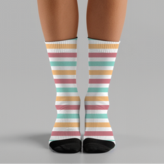 Striped Crew Socks: Cushioned Women's Socks, Summer Gift