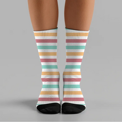 Striped Crew Socks: Cushioned Women's Socks, Summer Gift