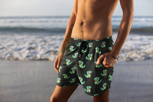 Crocodile Print Men's Mid-Length Swim Shorts (AOP)