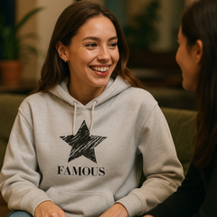 Light Blue Retro Star Hoodie – Self-Love Unisex Graphic Sweatshirt