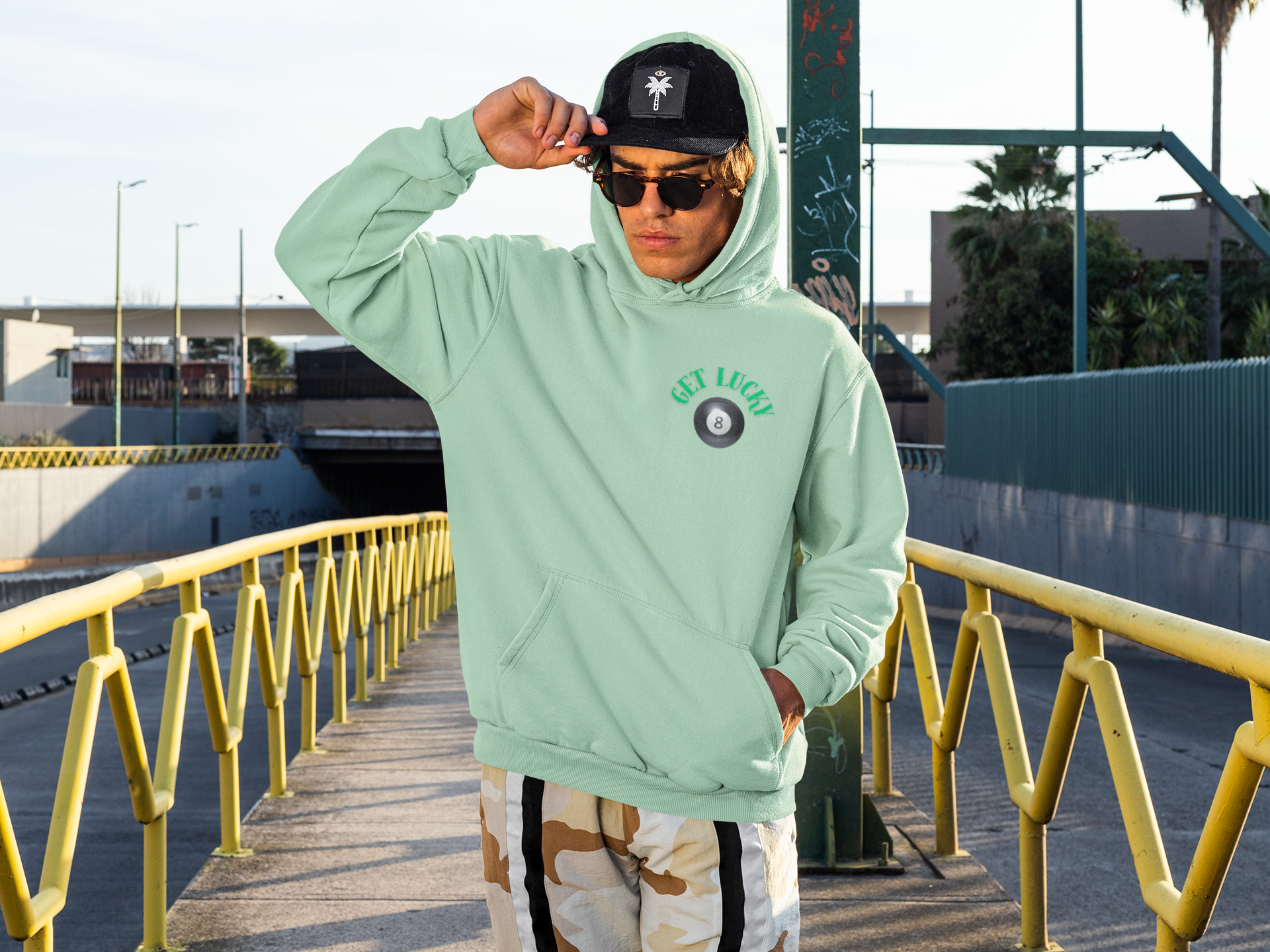 Mint Green 8-Ball Hoodie – Unisex Lucky Graphic Sweatshirt