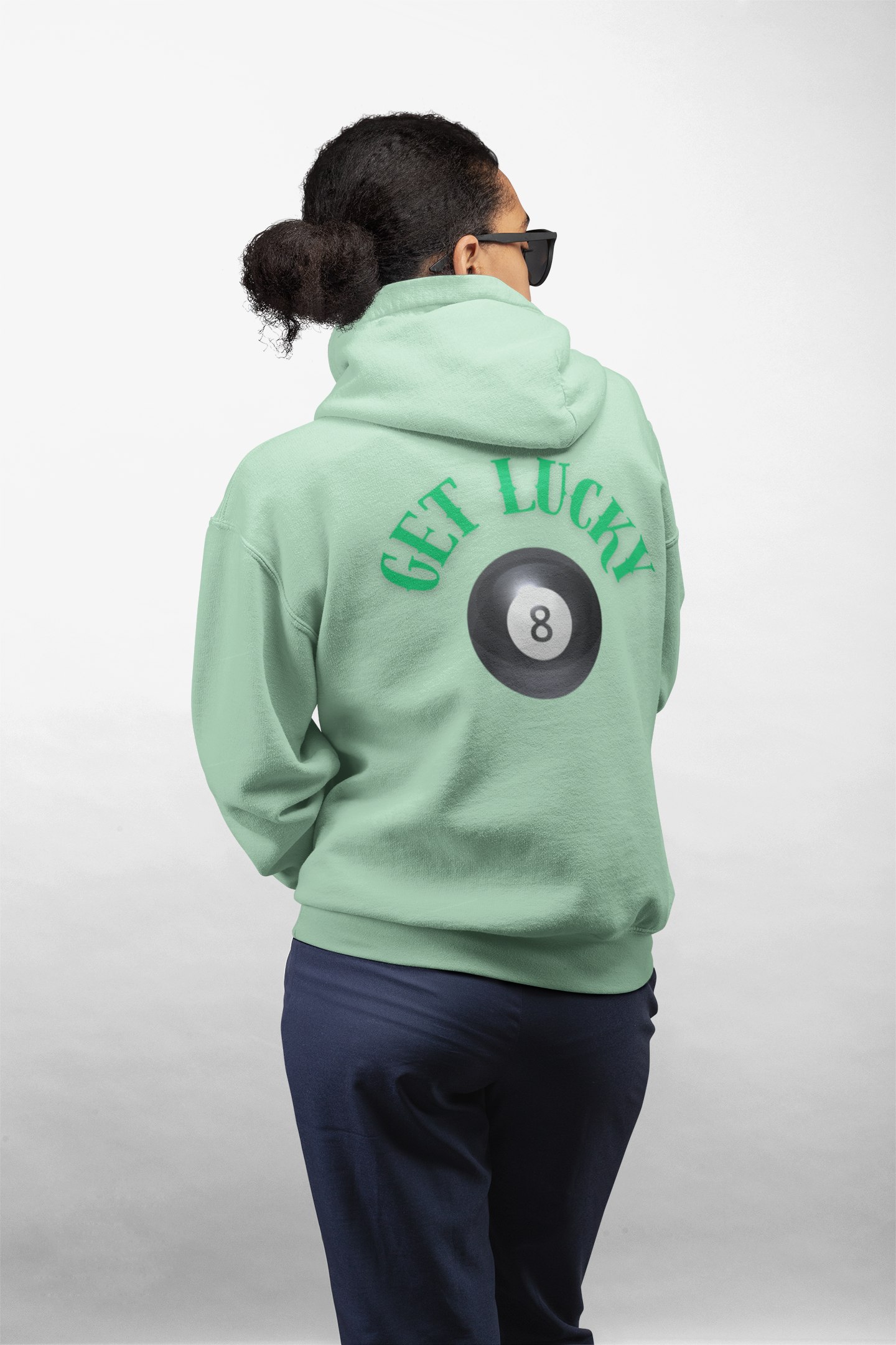 Lucky Hoodie Unisex 8-ball Hoodie for Good Luck Gift for Friend, Mint Green Hoodie
