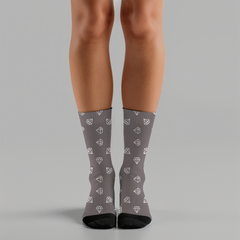 Diamond Print Knee-High Socks: Charcoal Grey Geometric Fashion
