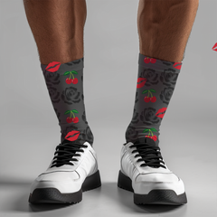 Cherry & Rose Valentine's Day Socks: Romantic Couple's Gift