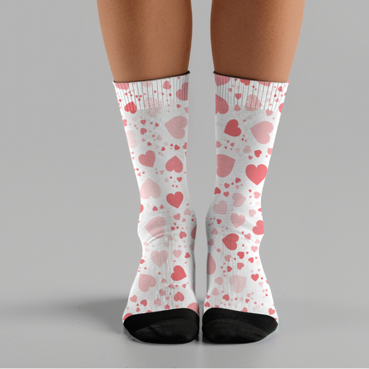 Pink Heart Crew Socks: Valentine's Day Couple Gift