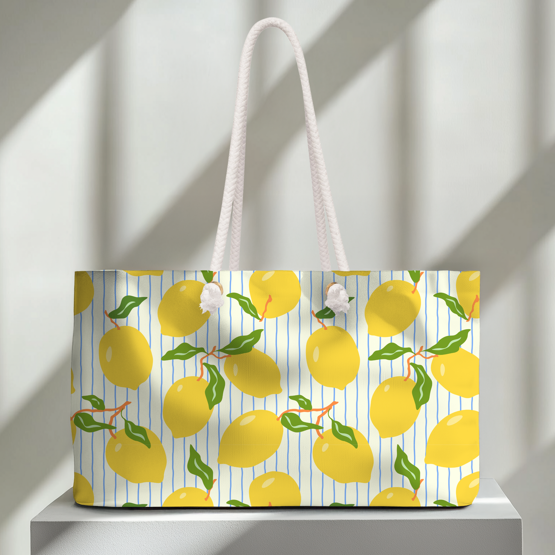 Lemon Print Weekender Bag for Sunny Beach Getaways