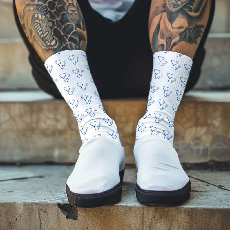 Stethoscope Design Cushioned Crew Socks