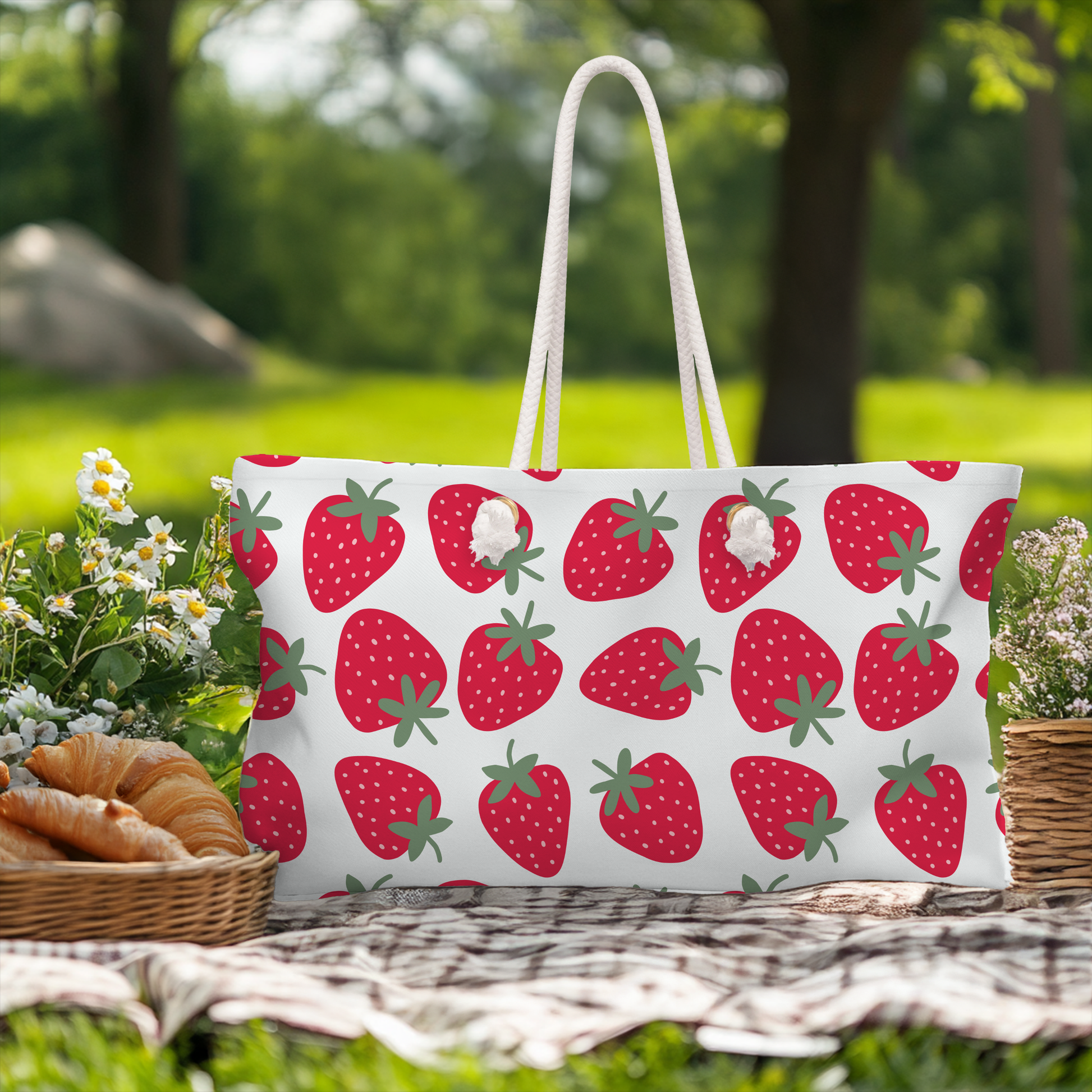 Strawberry Print Weekender Bag