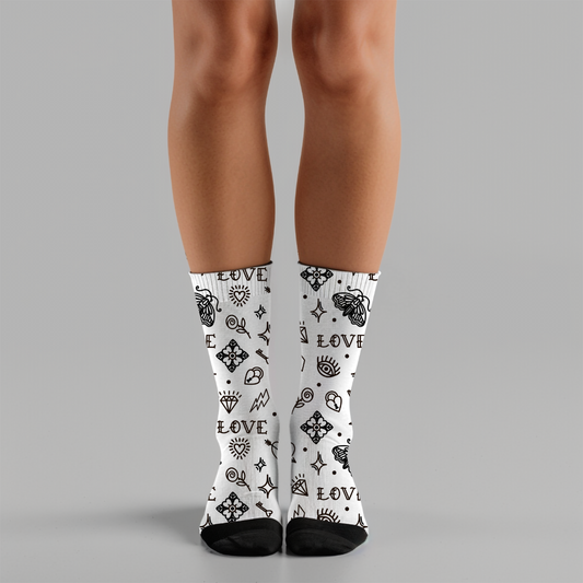 Old School Tattoo Socks – Unisex Cushioned Crew Socks
