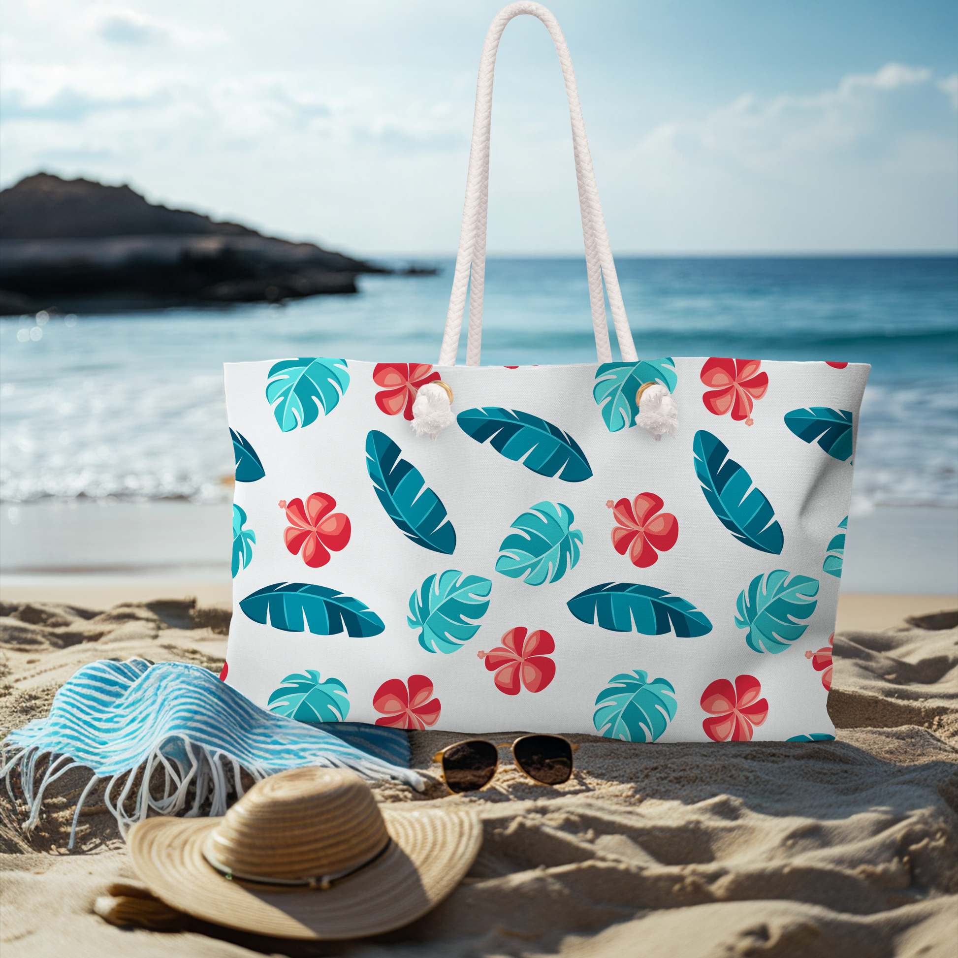 Tropical Leaf Weekender Bag for Beach Vacations
