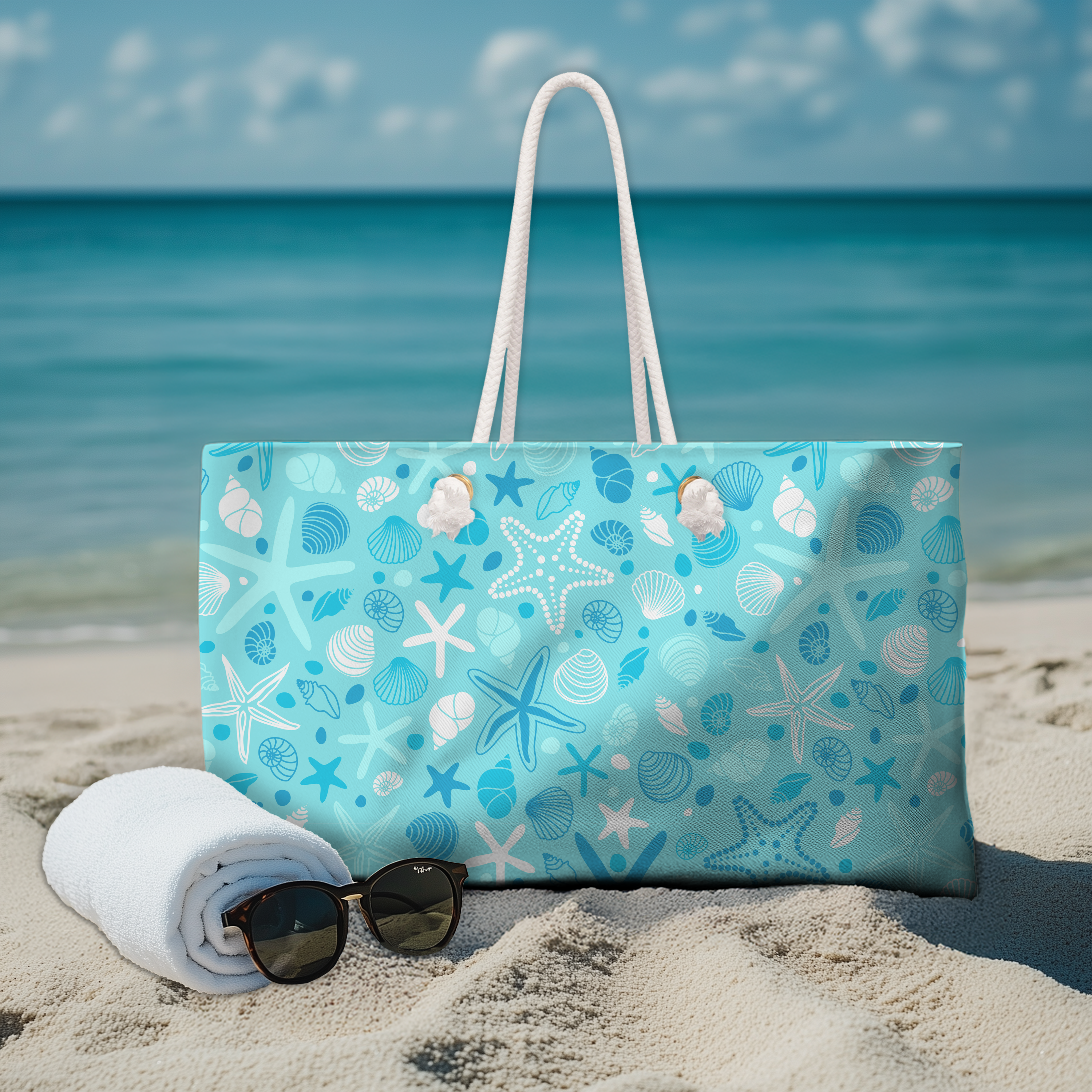 Turquoise Seashell Weekender Bag