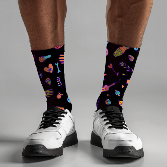 Neon Gothic Socks: Snakes, Stars, and Symbols - Hollywood Betty Collection