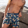 Men's Swim Shorts Blue with Butterfly Print Mid-Length Shorts for Dad