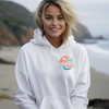 Sun Salt Sand hoodie front chest logo detail