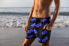 Mens Neon Swim Shorts Diamond Print Swim Trunks for Him Festival Beachwear Gift for Boyfriend Bachelor Party Pool Shorts Summer Style